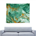 Green Gold Liquid Marble Print Tapestry