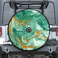 Green Gold Liquid Marble Print Tire Cover With Camera Hole
