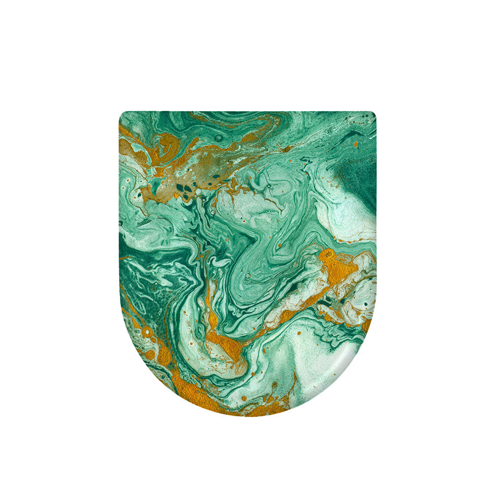 Green Gold Liquid Marble Print Toilet Lid Cover