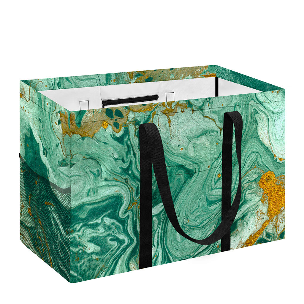 Green Gold Liquid Marble Print Utility Tote Bag