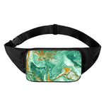 Green Gold Liquid Marble Print Waist Bag