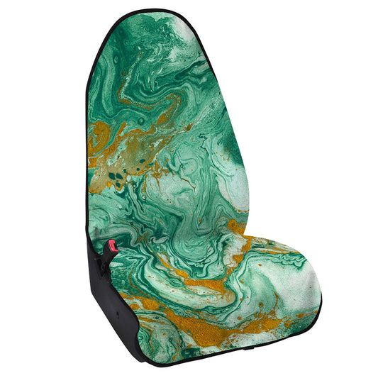 Green Gold Liquid Marble Print Waterproof Car Seat Cover