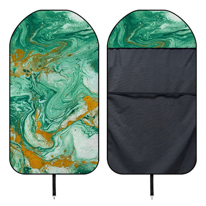 Green Gold Liquid Marble Print Waterproof Car Seat Cover