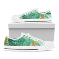 Green Gold Liquid Marble Print White Low Top Sneakers