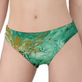 Green Gold Liquid Marble Print Women's Panties