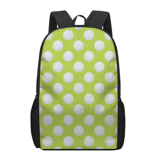 Green Golf Ball Pattern Print 17 Inch Backpack