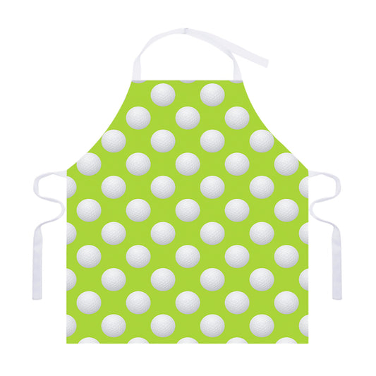 Green Golf Ball Pattern Print Adjustable Apron