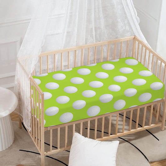 Green Golf Ball Pattern Print Baby Crib Sheet