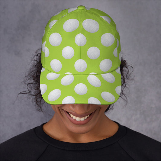 Green Golf Ball Pattern Print Baseball Cap