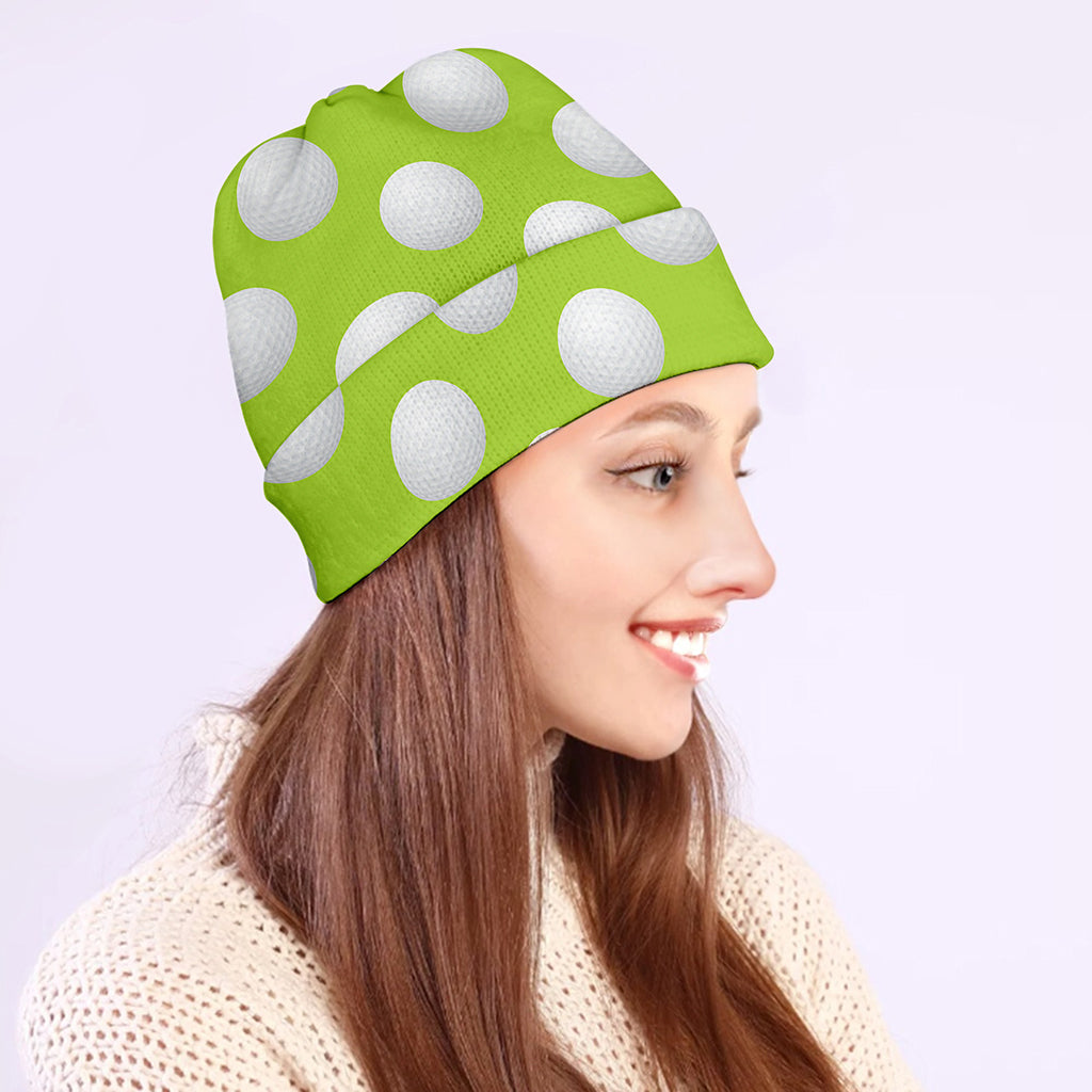 Green Golf Ball Pattern Print Beanie