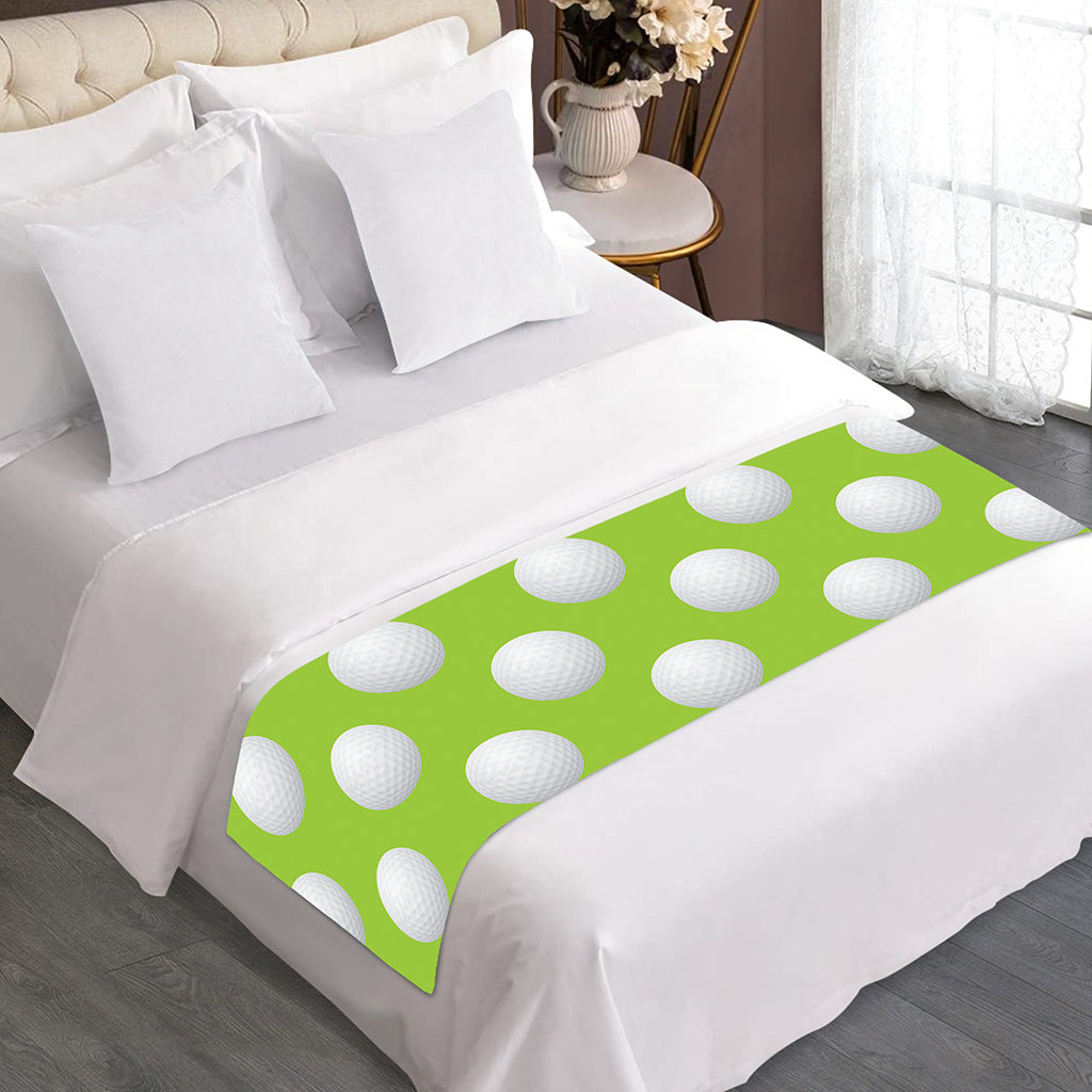 Green Golf Ball Pattern Print Bed Runner