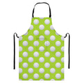 Green Golf Ball Pattern Print Bib Apron With Pocket