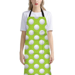 Green Golf Ball Pattern Print Bib Apron With Pocket