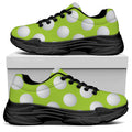Green Golf Ball Pattern Print Black Chunky Shoes