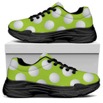 Green Golf Ball Pattern Print Black Chunky Shoes