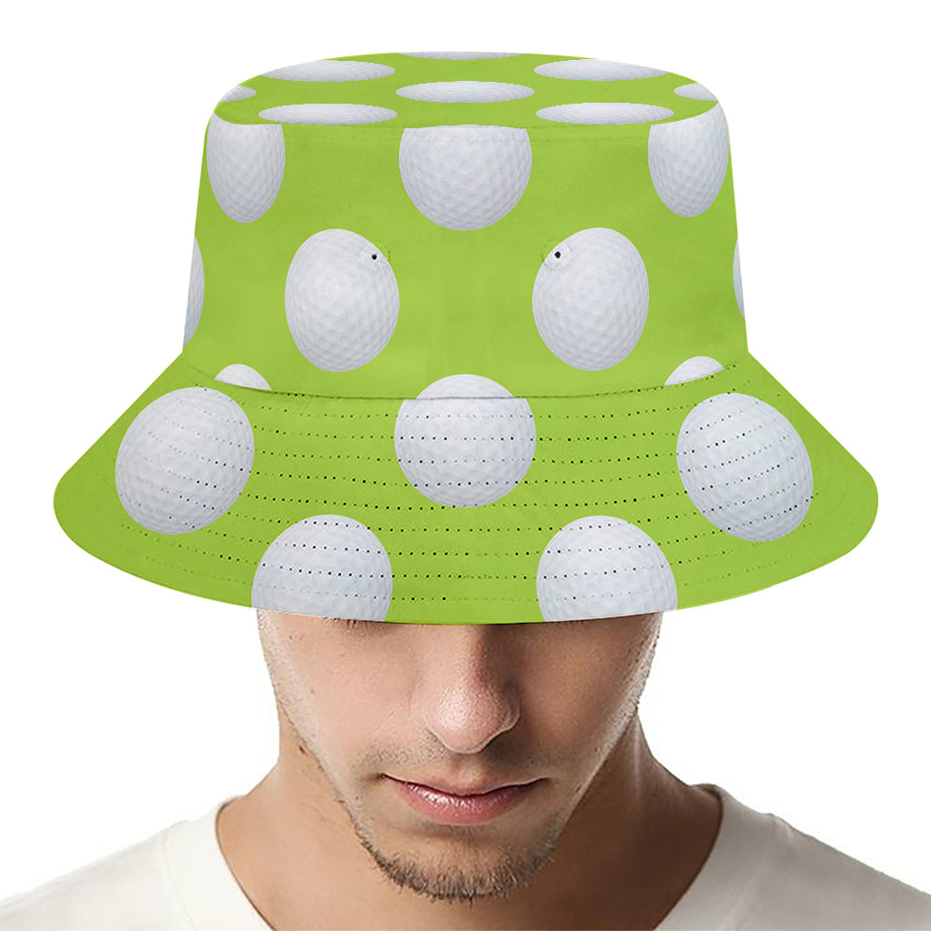 Green Golf Ball Pattern Print Bucket Hat