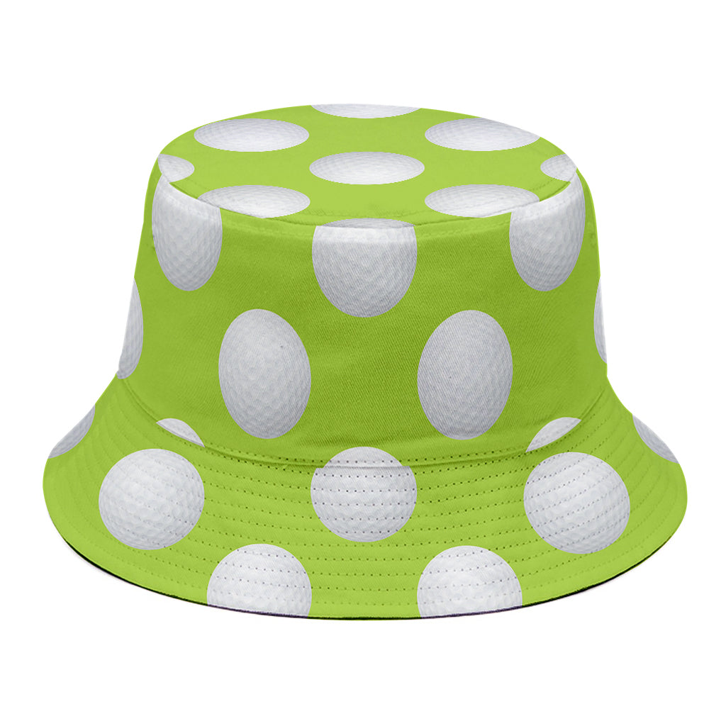 Green Golf Ball Pattern Print Bucket Hat