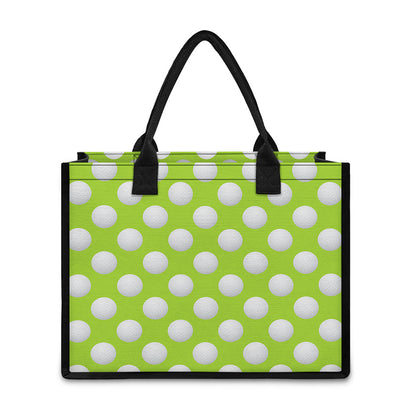 Green Golf Ball Pattern Print Canvas Tote Bag