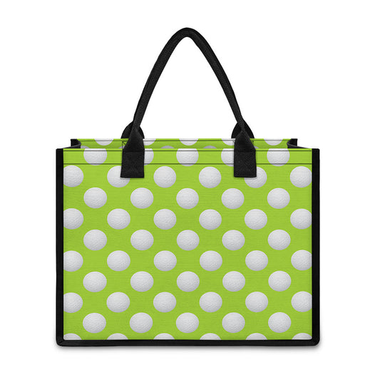 Green Golf Ball Pattern Print Canvas Tote Bag
