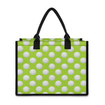 Green Golf Ball Pattern Print Canvas Tote Bag