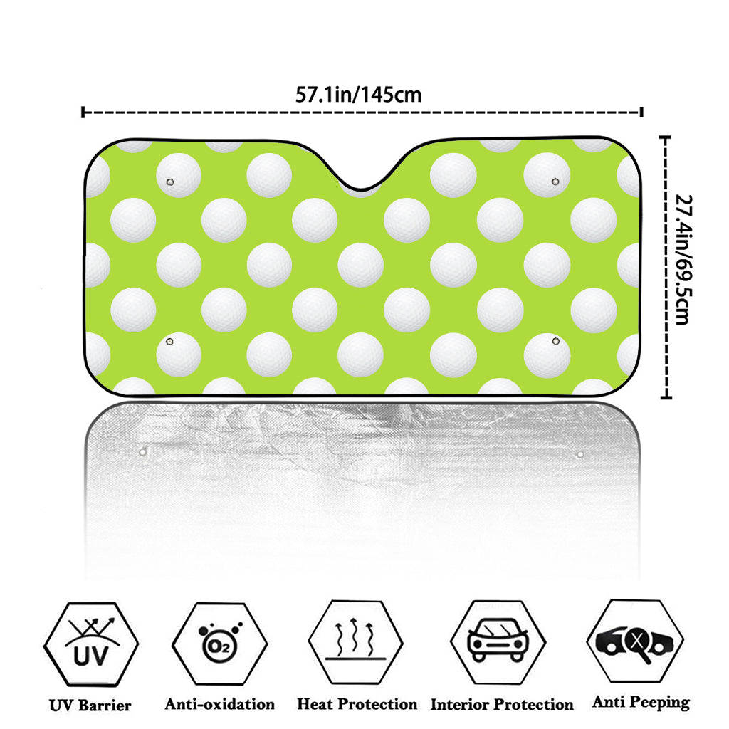 Green Golf Ball Pattern Print Car Windshield Sun Shade