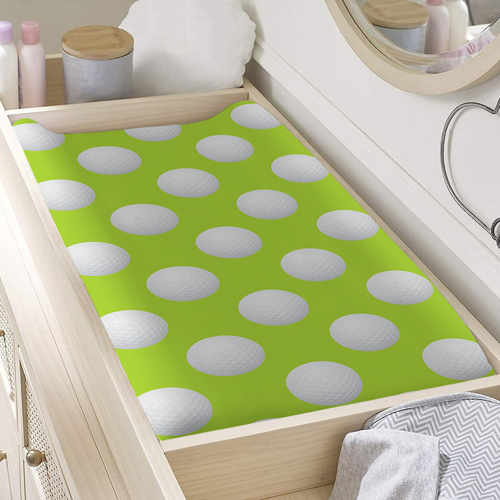 Green Golf Ball Pattern Print Changing Pad Cover