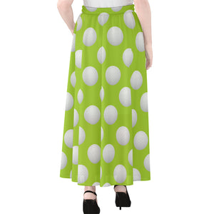 Green Golf Ball Pattern Print Chiffon Maxi Skirt