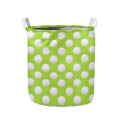 Green Golf Ball Pattern Print Collapsible Laundry Basket