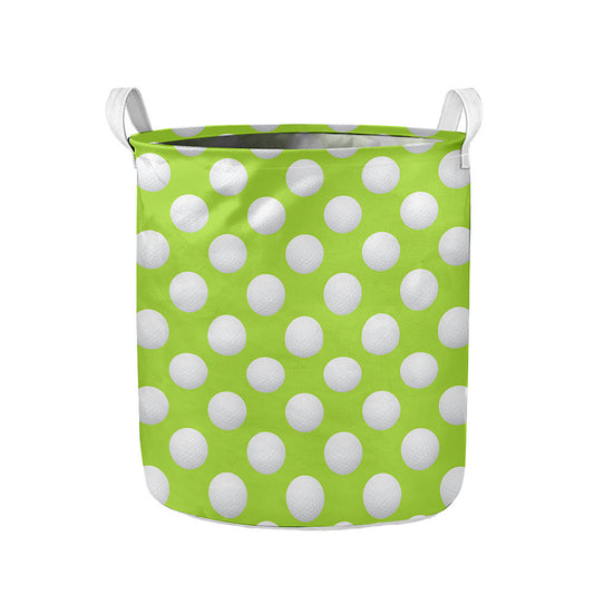 Green Golf Ball Pattern Print Collapsible Laundry Basket