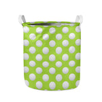Green Golf Ball Pattern Print Collapsible Laundry Basket