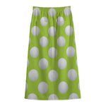 Green Golf Ball Pattern Print Cotton Front Slit Maxi Skirt