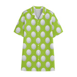 Green Golf Ball Pattern Print Cotton Hawaiian Shirt