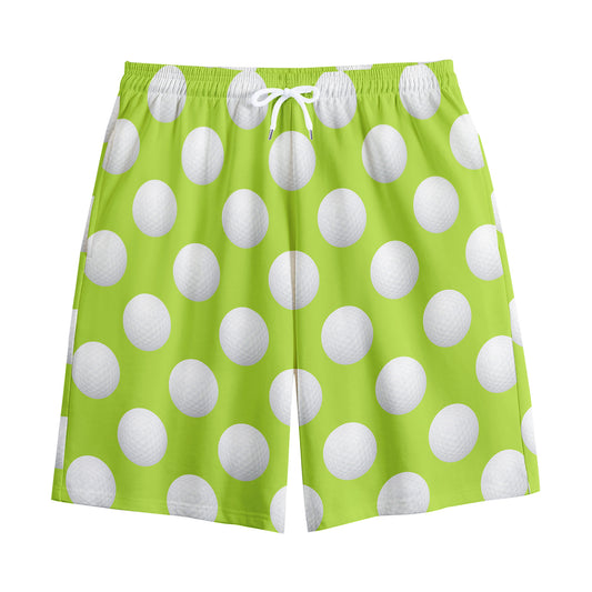 Green Golf Ball Pattern Print Cotton Shorts