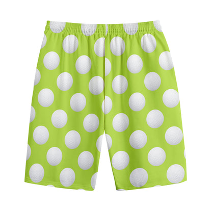Green Golf Ball Pattern Print Cotton Shorts