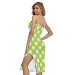 Green Golf Ball Pattern Print Cross Back Cami Dress