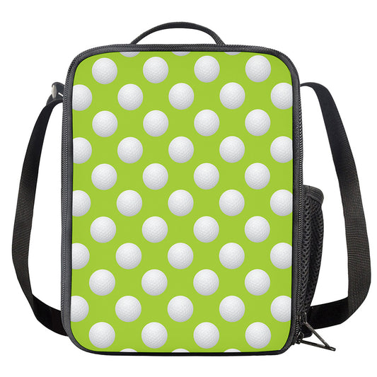 Green Golf Ball Pattern Print Crossbody Lunch Bag