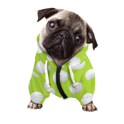 Green Golf Ball Pattern Print Dog Zip Up Hoodie