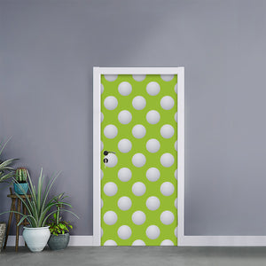 Green Golf Ball Pattern Print Door Sticker