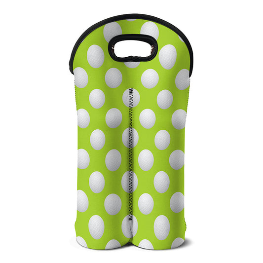 Green Golf Ball Pattern Print Double Neoprene Wine Tote
