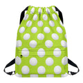 Green Golf Ball Pattern Print Drawstring Backpack