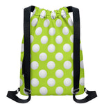 Green Golf Ball Pattern Print Drawstring Backpack