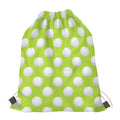 Green Golf Ball Pattern Print Drawstring Bag