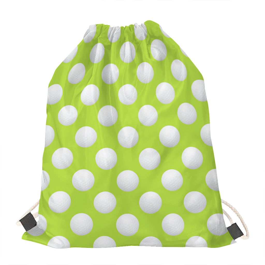 Green Golf Ball Pattern Print Drawstring Bag