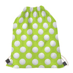 Green Golf Ball Pattern Print Drawstring Bag