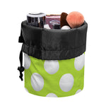 Green Golf Ball Pattern Print Drawstring Makeup Bag