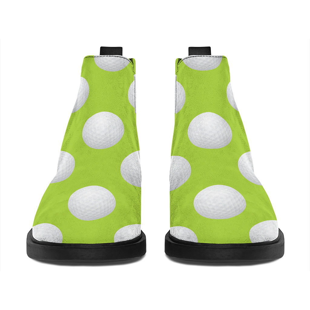 Green Golf Ball Pattern Print Flat Ankle Boots