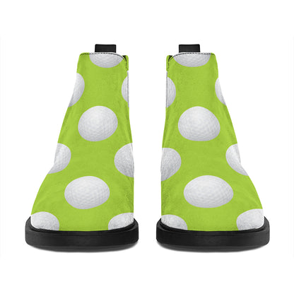 Green Golf Ball Pattern Print Flat Ankle Boots