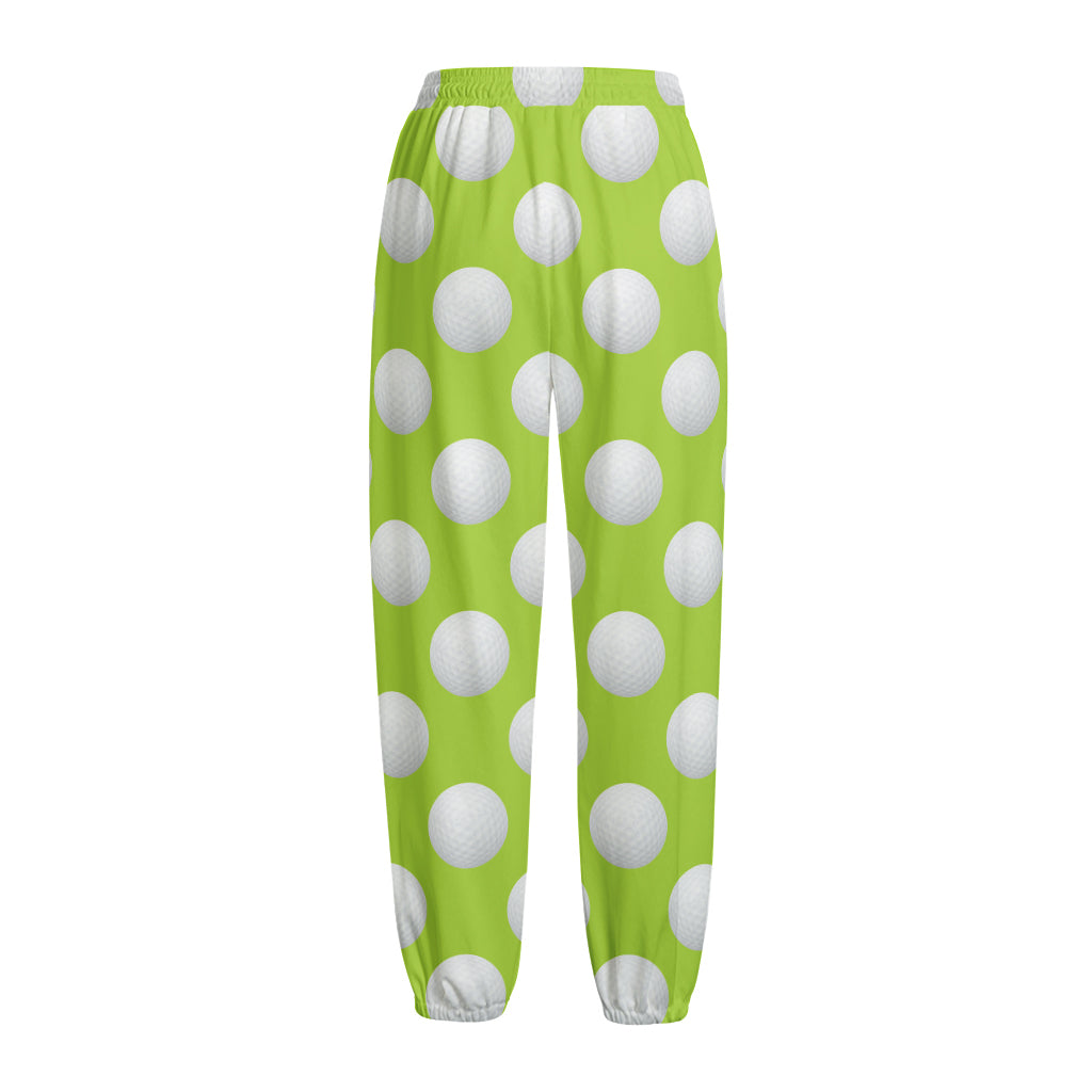 Green Golf Ball Pattern Print Fleece Lined Knit Pants