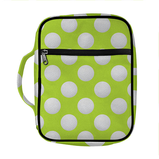 Green Golf Ball Pattern Print Front Pocket Bible Bag