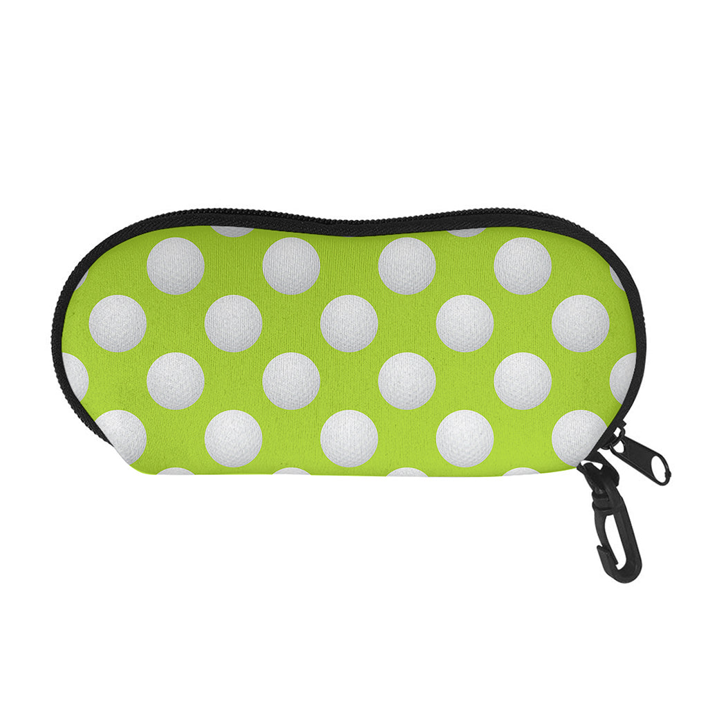Green Golf Ball Pattern Print Glasses Case